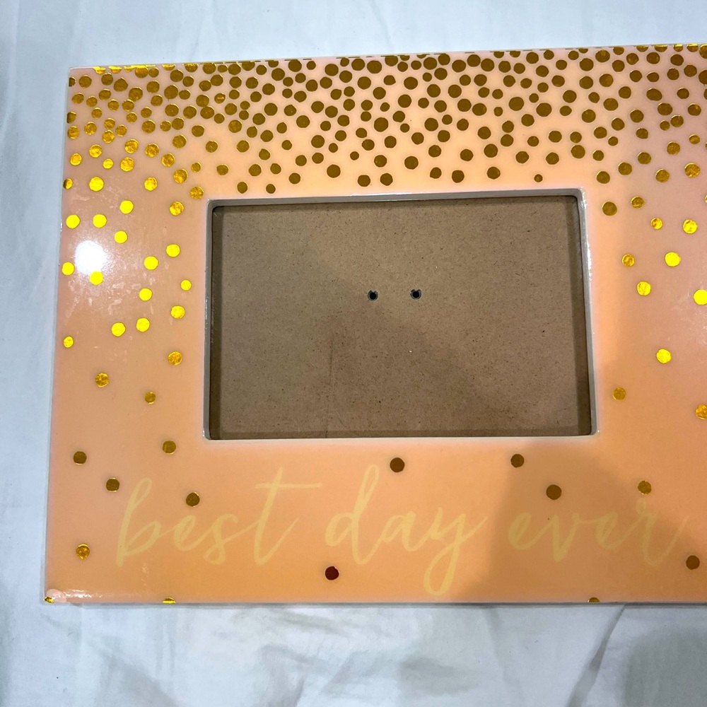 Peach and Gold Polka Dot Picture Frame